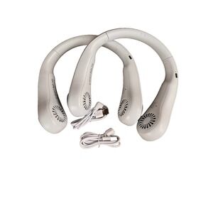 2 Pack Jisulife FA14-S Portable Neck Fan Ultra-Quiet Rechargeable Battery White